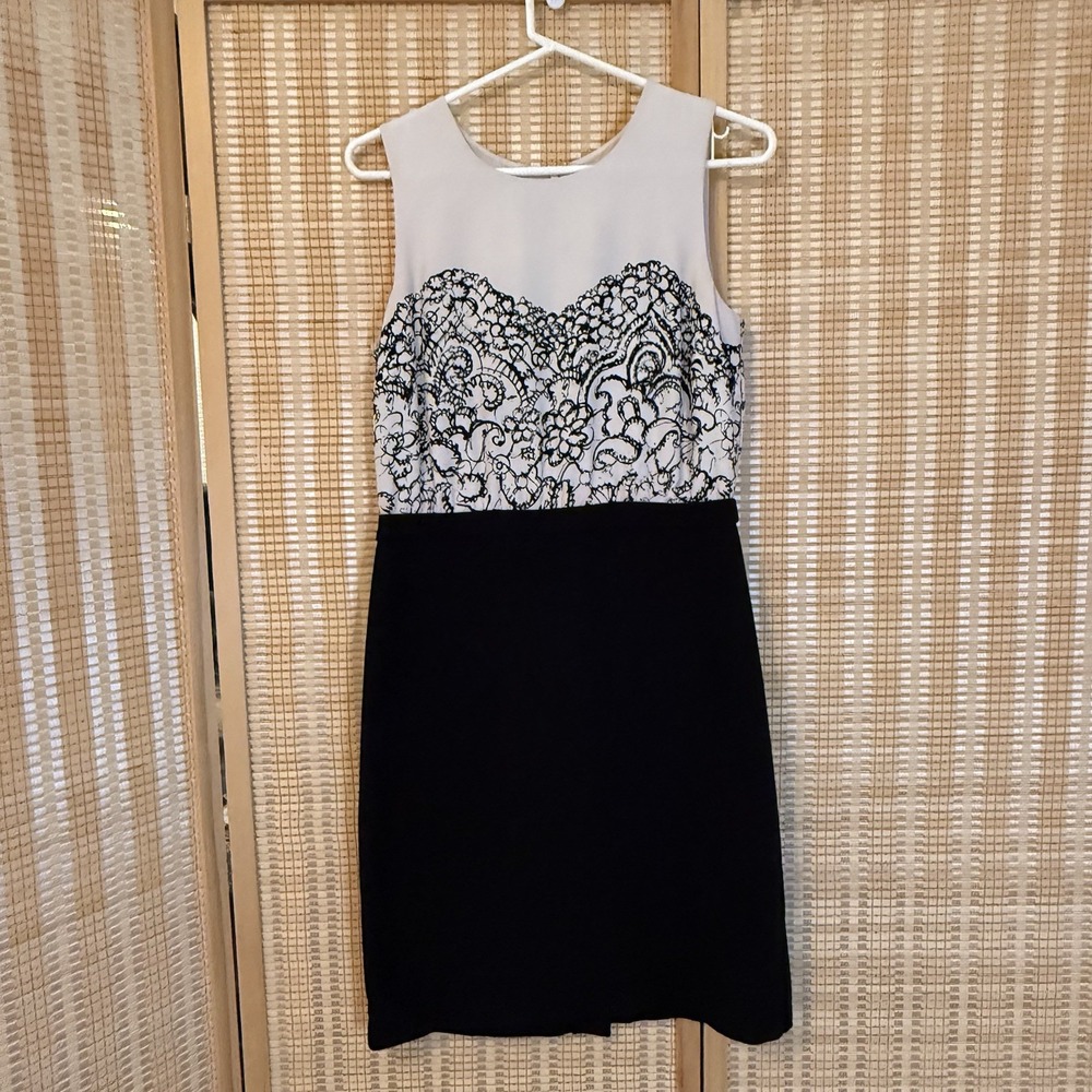 Loft Womens 4 Sleeveless Dress Colorblock Artsy Office Evening